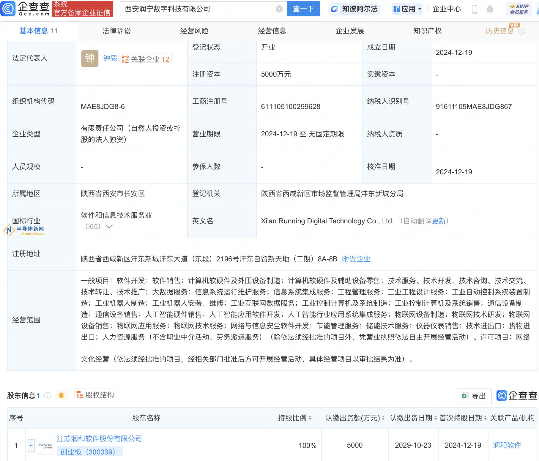 润和软件布局西安，新设数字科技公司深耕物联网与AI领域